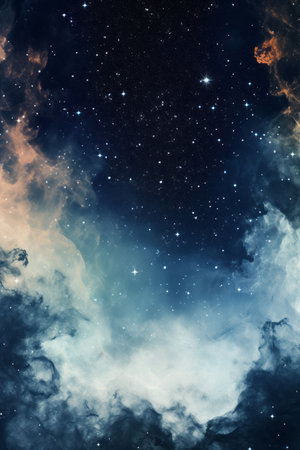 an image of the night sky with stars and cloudsの素材