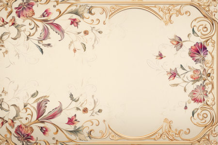 an ornate gold frame with flowers and butterfliesの素材