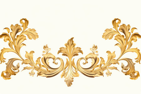 baroque gold ornament on a white backgroundの素材