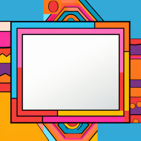 colorful abstract background with a square frameの素材