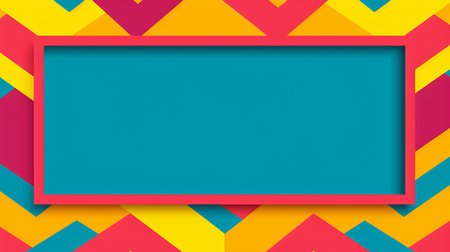 colorful chevron pattern background with a square frameの素材