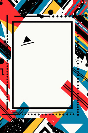 colorful geometric background with a square frameの素材