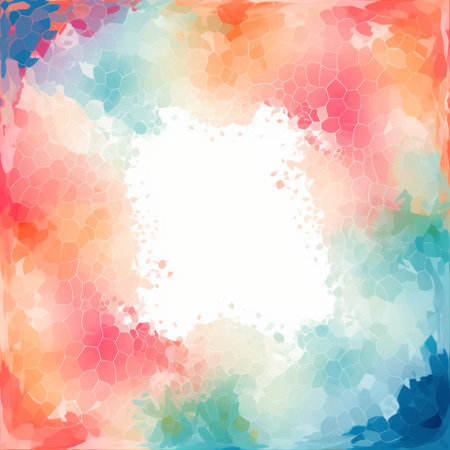 colorful watercolor background with a white square in the centerの素材