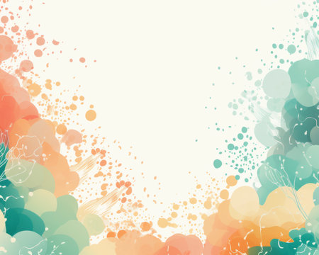colorful watercolor background with splashes and bubblesの素材