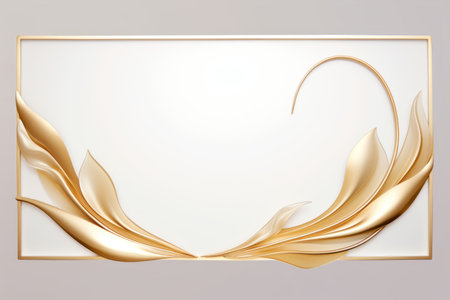 golden frame with leaves on a white backgroundの素材