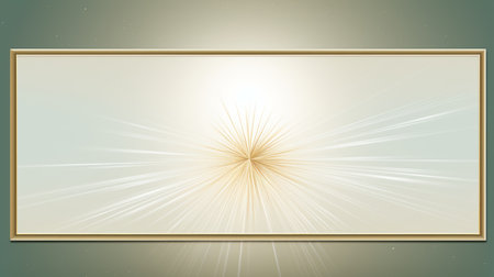 golden frame with rays on a green backgroundの素材