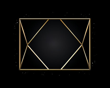 golden geometric frame on black backgroundの素材