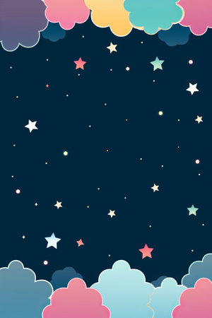 night sky background with stars and clouds vector illustrationの素材
