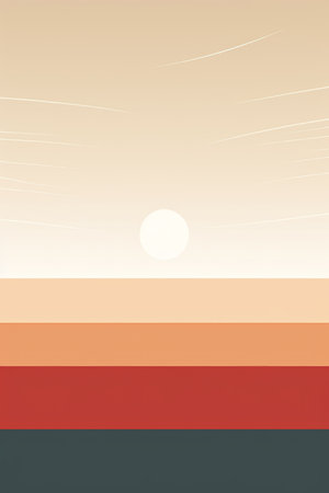 the sun is setting over a red orange and yellow backgroundの素材