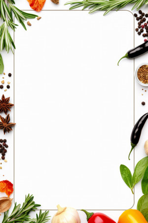 various spices and herbs on a white backgroundの素材