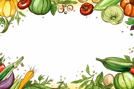 vegetables and fruits frame with place for textの素材