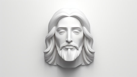 3d jesus head on a white backgroundの素材