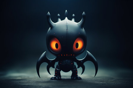 a black and orange toy with glowing eyesの素材