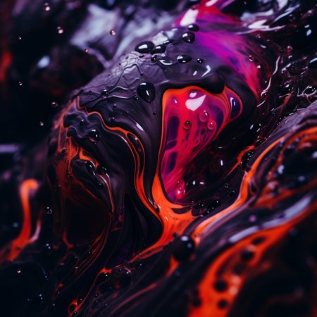 a close up view of a black and red liquidの素材