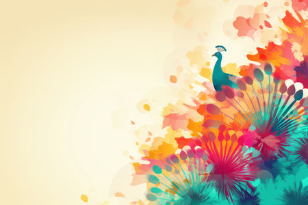 a colorful background with a peacock on itの素材