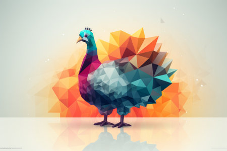 a colorful bird with geometric shapes on its backの素材