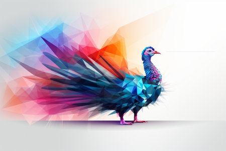 a colorful peacock on a white backgroundの素材