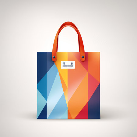 a colorful shopping bag on a white backgroundの素材