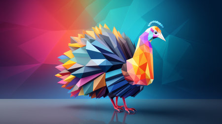 a colorful peacock on a colorful backgroundの素材