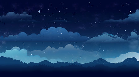 a night sky with clouds and starsの素材