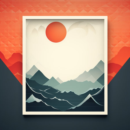 a picture of a mountain range with the sun in the backgroundの素材