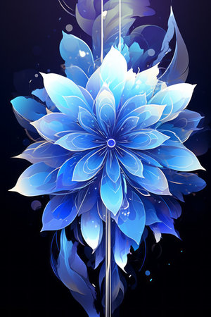 a blue flower on a black backgroundの素材