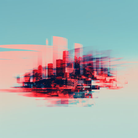 an abstract image of a city with buildings in the backgroundの素材
