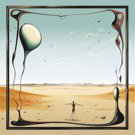 an illustration of a man standing in the desertの素材