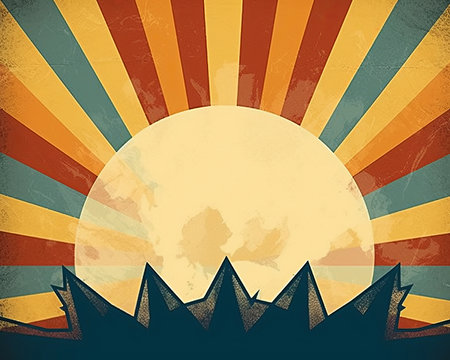 a poster with the sun in the backgroundの素材