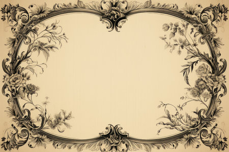 an ornate frame with flowers and leaves on itの素材