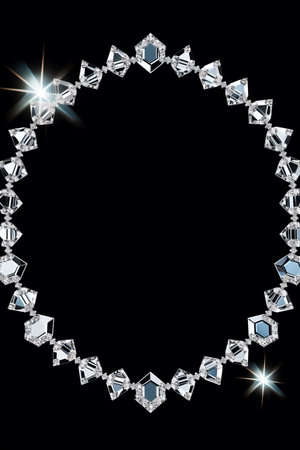 a circular necklace with diamonds on a black backgroundの素材