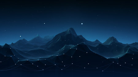 the night sky with mountains and stars in the backgroundの素材