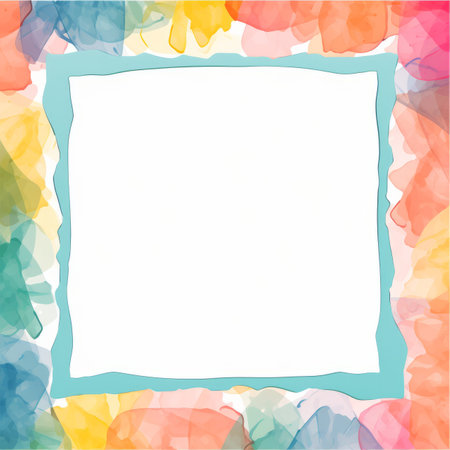 a colorful watercolor frame with an empty space in the middleの素材