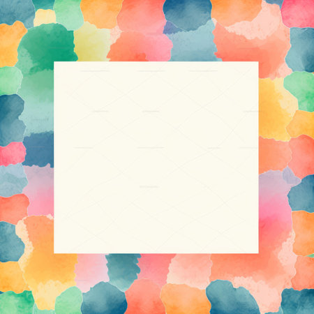 a colorful watercolor background with a white square in the middleの素材