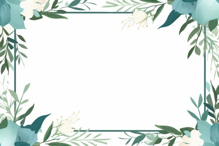 a floral frame with leaves and flowers on a white backgroundの素材
