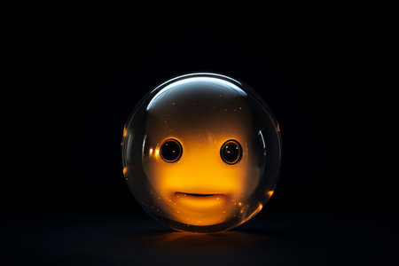 a glowing orange ball with a face on itの素材