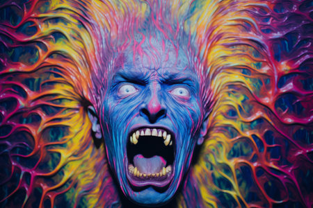 a painting of a man with his mouth openの素材