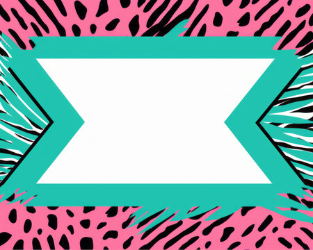 a pink and green background with a white square in the middleの素材