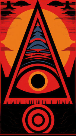 a poster with an eye in the middle of a triangleの素材