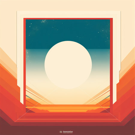 a poster with an image of the sun in the skyの素材