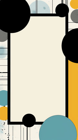 an abstract background with black yellow and blue circlesの素材