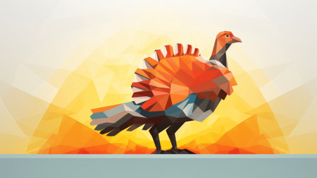 an illustration of a turkey in low polygonal styleの素材