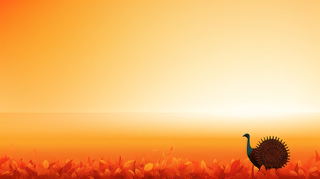 an illustration of a peacock on an orange backgroundの素材