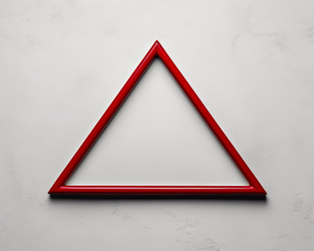 a red triangle on a white wallの素材