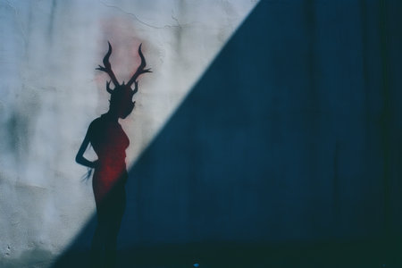 a shadow of a deer on a wallの素材