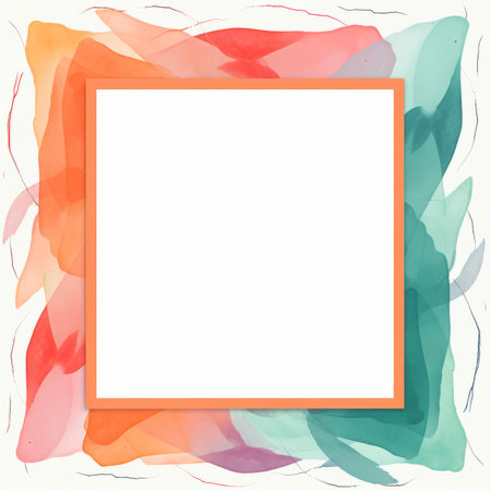 a square frame with colorful paint strokes on a white backgroundの素材