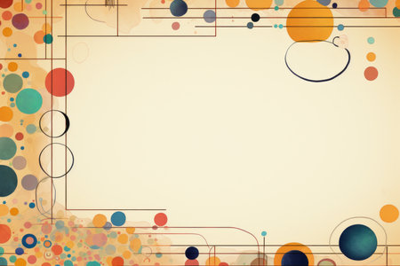 abstract background with colorful circles and linesの素材