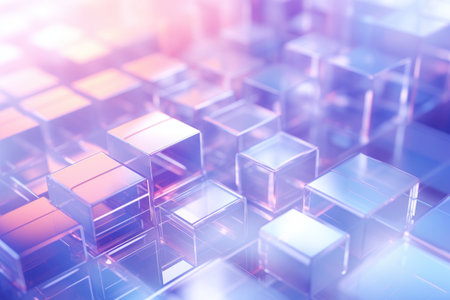abstract 3d cube background with blue and purple lightsの素材