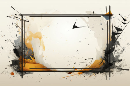 abstract frame with paint splatters on a beige backgroundの素材