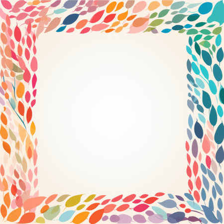 abstract colorful leaves frame with space for textの素材